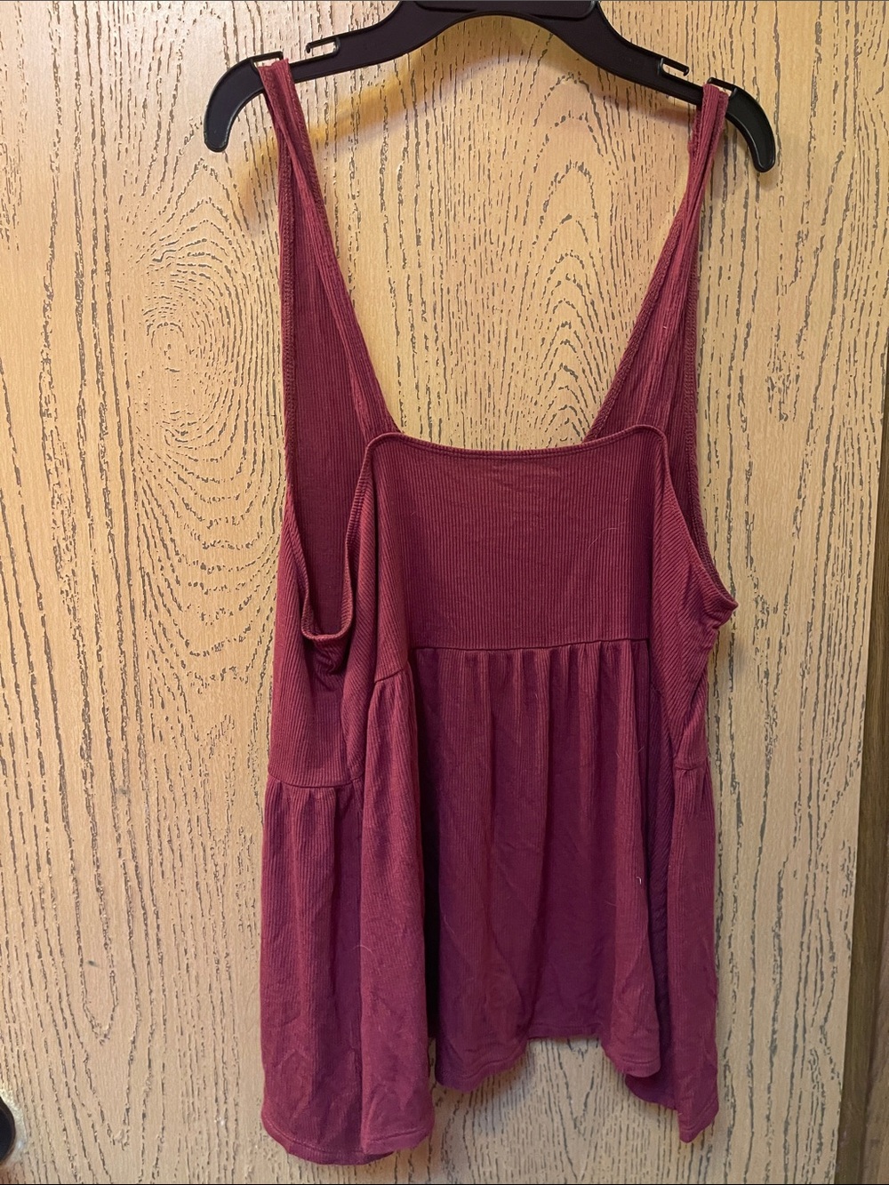 American Eagle Outfitters Burgundy Ribbed Button-Front Peplum Cami - Picture 3 of 4